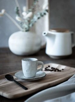 Maisons Du Monde Vaisselle De Noël Tasse Et Soucoupe En Grès Gris Clair - Lot De 2 -Bols, tasses et mugs Soldes Magasin tasse et soucoupe en gres gris clair 1000 15 23 207483 2