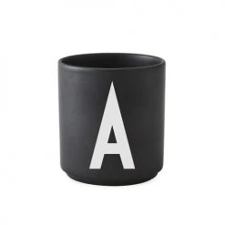 Bols, Tasses Et Mugs Tasse Noire Design Letters Porcelaine Noir