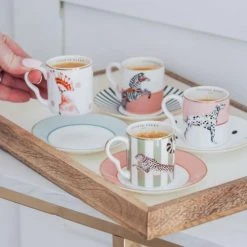 Yvonne Ellen Bols, Tasses Et Mugs Tasses à Café Et Soucoupe En Porcelaine Panthère - Lot De 2 -Bols, tasses et mugs Soldes Magasin tasses a cafe et soucoupe en porcelaine panthere lot de 2 1